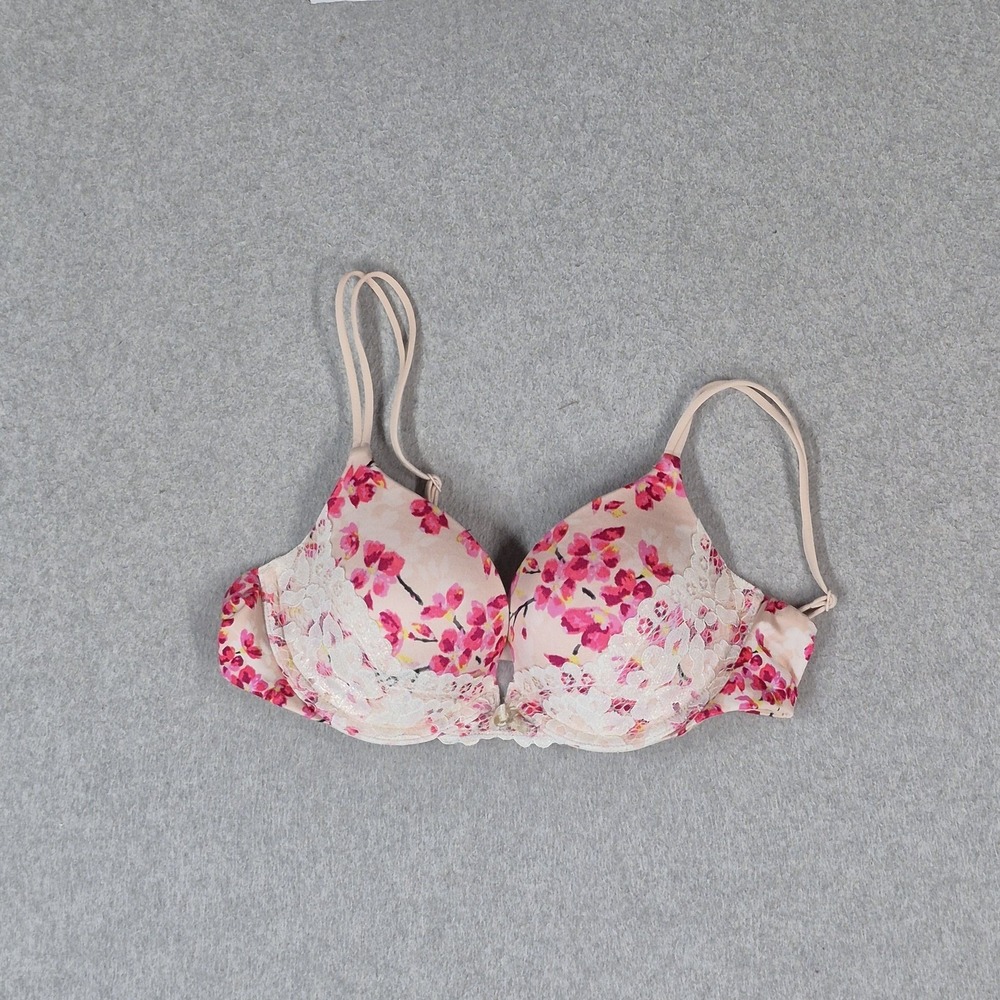 Victoria's Secret Women Bra 34B Pink Floral Very Sexy Push Up
